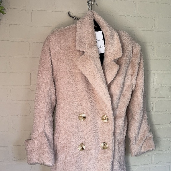 Free people coat cuff it faux fur pockets soft lined sash NEW small - Picture 2 of 8
